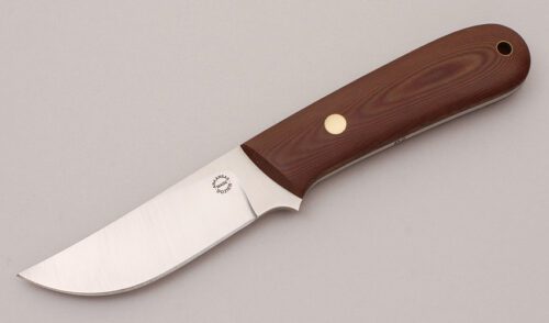 Dozier Knives White River Skinner with Brown Linen Micarta Scales handle material - Obverse Side - Item #KLC12060