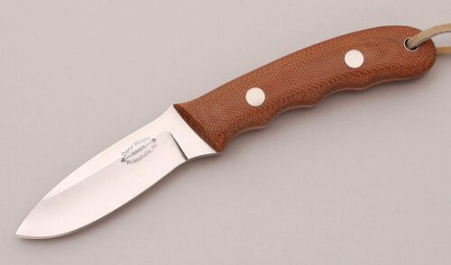 Deryl Wright Camp & Small Game with Tan Micarta Scales handle material - Obverse Side - Item #KLC12097