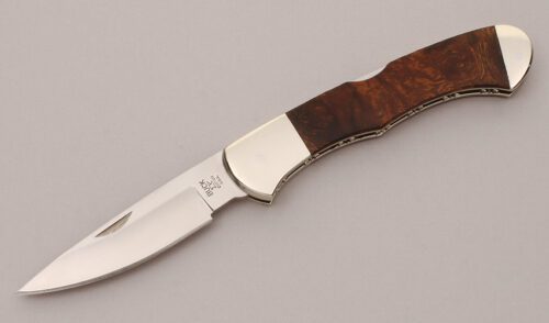 Buck Knives AGR Exclusive Buck Lock with Desert Ironwood Handle Scales handle material - Obverse Side - Item #KLC12108