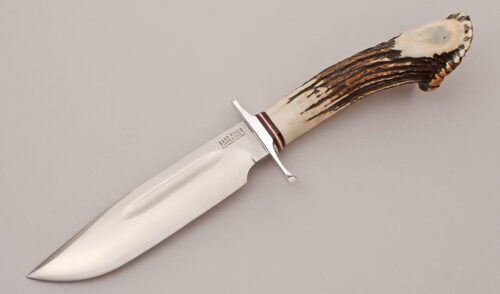 Bark River Knife & Tool Teddy Hunter with Stag Crown Handle handle material - Obverse Side - Item #KLC12114