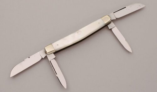 Hen & Rooster Large Congress Folder with Mother of Pearl Scales handle material - Obverse Side - Item #KLC12144