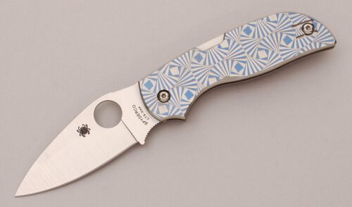Spyderco Knives C152STIBLP Chaparral Blue with Titanium Handles handle material - Obverse Side - Item #KLC12156