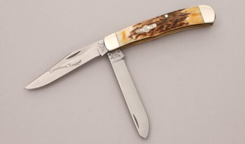Bear & Son Cutlery Transition Trapper with Stag Handle Scales handle material - Obverse Side - Item #KLC12159