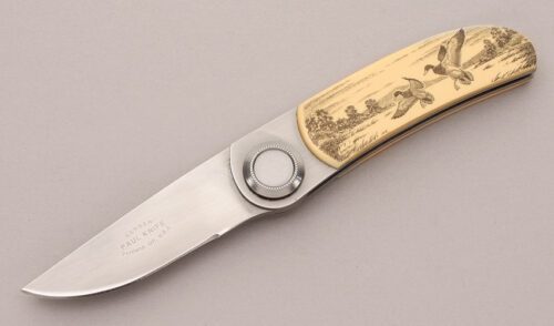 Gerber Knives Paul 2PS Button Lock Folder with Ivory Micarta Handle Scales handle material - Obverse Side - Item #KLC12160