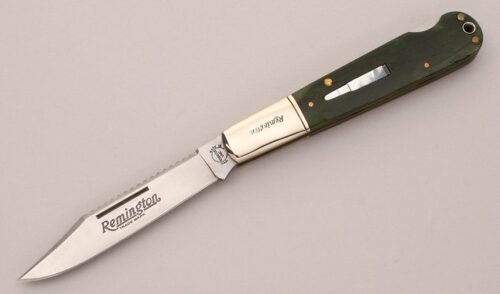 Remington Knives 2000 Millennium Bullet Knife with Smooth Green Bone Scales handle material - Obverse Side - Item #KLC12162