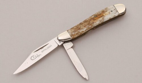 Case Cutlery A6220 Peanut with Smooth Appaloosa Bone Scales handle material - Obverse Side - Item #KLC12175