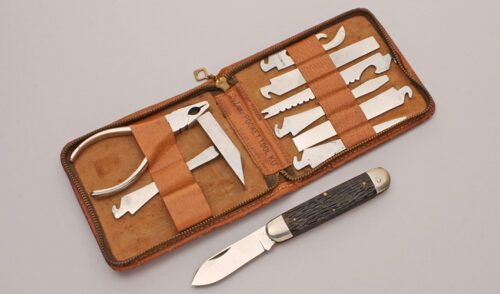 Utica Cutlery Co. Deluxe Pocket Tool Kit with Jigged Bone Scales handle material - Obverse Side - Item #KLC12193
