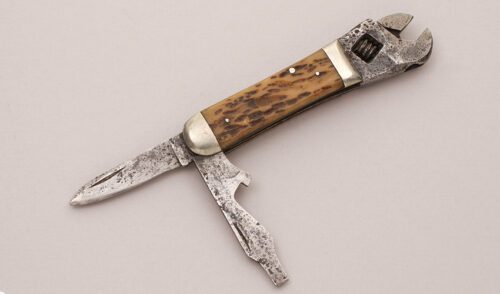 Cattaraugus Cutlery Co Multi-Tool with Jigged Bone Handle Scales handle material - Obverse Side - Item #KLC12200