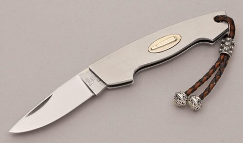 Hen & Rooster CM-9 .300 Savage Canoe with Stainless Steel Frame handle material - Obverse Side - Item #KLC12204