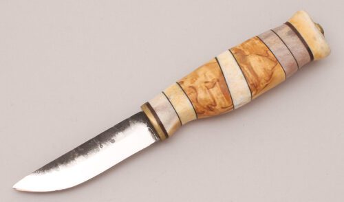 Kellam Knives Saami Knife with Birch Wood & Reindeer Antler handle material - Obverse Side - Item #KLC12212