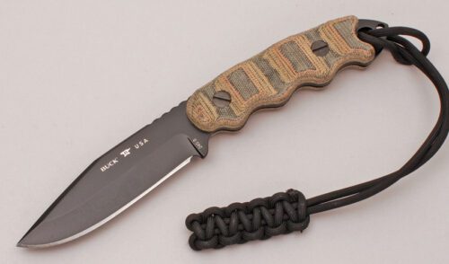 Buck Knives 245 MWG Tactical with Canvas Micarta Handle Scales handle material - Obverse Side - Item #KLC12216