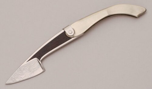 David Boye Large Tweezerlock Folder with Nickel Silver Frame & Case handle material - Obverse Side - Item #KLC12217