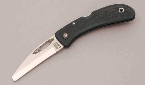 David Boye Sheepsfoot Midlock Folder with Blue Zytel Handles handle material - Obverse Side - Item #KLC12218