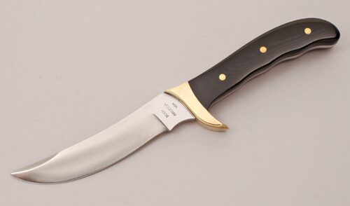 Buck Knives Akonua Hunter with Black Linen Micarta Scales handle material - Obverse Side - Item #KLC12232
