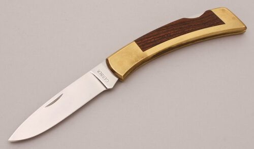 Gerber Knives FS IID Lockback Folder with Brass Frame handle material - Obverse Side - Item #KLC12234