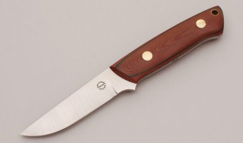 Dozier Knives Slim Outdoorsman with Brown & Black Linen Micarta handle material - Obverse Side - Item #KLC12238