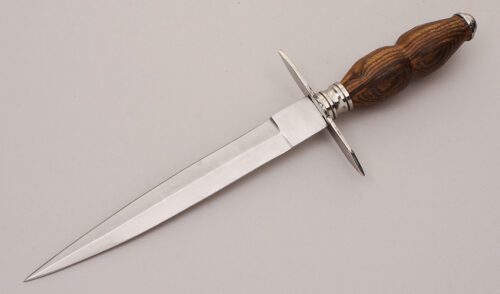 Jerry Sokol Stiletto Boot Knife with Bocote Wood Handle handle material - Obverse Side - Item #KLC12244