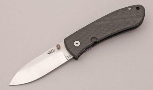 Bob Dozier Large Folding Hunter with Carbon Fiber Handle Scales handle material - Obverse Side - Item #KLC12245