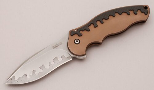 Kershaw Knives 1850 Tyrade Speedsafe Flipper with Bronze Anodized Titanium handle material - Obverse Side - Item #KLC12246