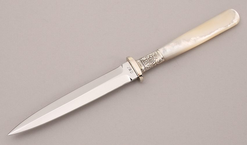 Jesse Davis Prostitute Dagger with Mother of Pearl Handle handle material - Obverse Side - Item #KLC12253