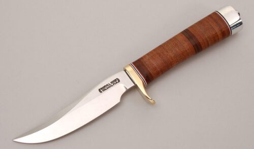 Randall Knives Model 3 Hunter with Stacked Leather Handle handle material - Obverse Side - Item #KLC12256