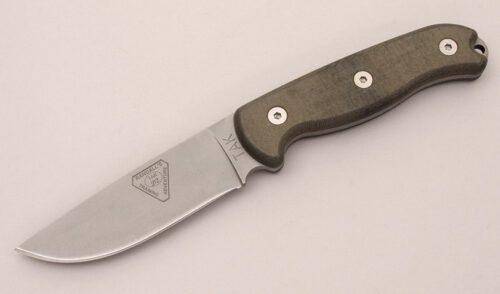 Ontario Knife Co. Tak with Black Canvas Micarta Scales handle material - Obverse Side - Item #KLC12262