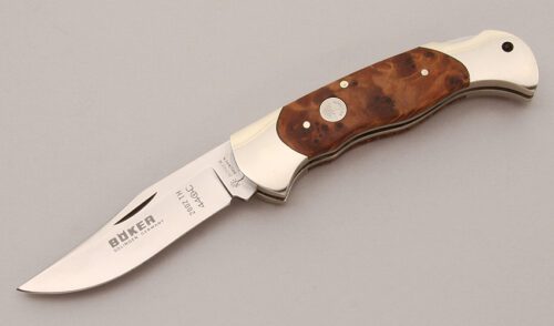 Boker Knives 2002 TH Lockback Folder with Thuya Burl Wood Scales handle material - Obverse Side - Item #KLC12263