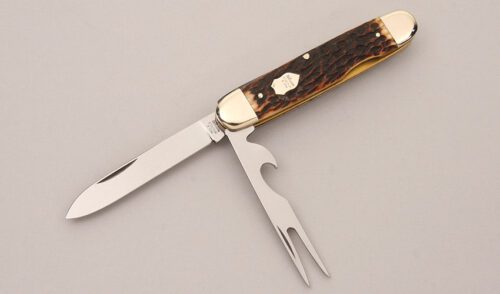 Henckels Knives Hobo Set with Brown Jigged Bone Scales handle material - Obverse Side - Item #KLC12266