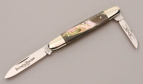 Schatt & Morgan Series XI 052221 Pen Knife with Abalone Handle Scales handle material - Obverse Side - Item #KLC12275