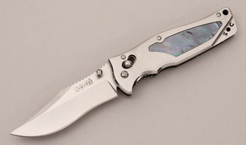 Sog Knives Stingray 2.0 Limited Edition with Stainless Frame handle material - Obverse Side - Item #KLC12280