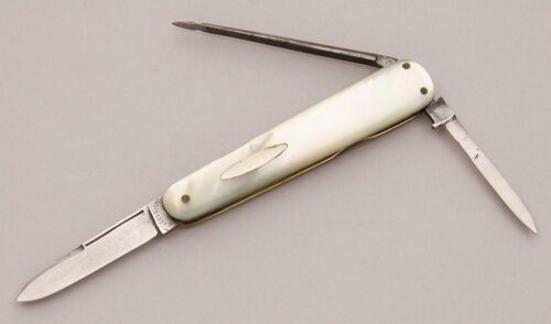 Excelsior Knife Co Gents Lobster Pen Knife with Mother Of Pearl Scales handle material - Obverse Side - Item #KLC12304