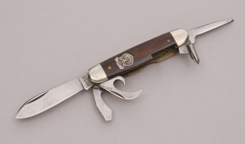 Imperial Knife Co. Boy Scout Knife with Rosewood Handle Scales handle material - Obverse Side - Item #KLC12307