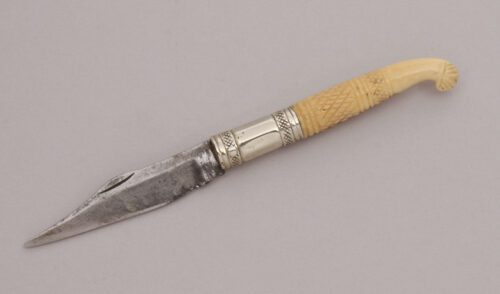 Unknown Maker Slip Joint Folder with Carved Smooth Bone Handle handle material - Obverse Side - Item #KLC12308