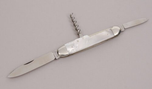 E. Bruckmann Bartenders Knife with Mother of Pearl Scales handle material - Obverse Side - Item #KLC12314