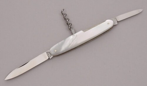 E. Bruckmann Bartenders Knife with Mother of Pearl Scales handle material - Obverse Side - Item #KLC12316