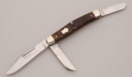 Remington Knives R4563 Master Knife Stockman with Brown Jigged Bone Scales handle material - Obverse Side - Item #KLC12335