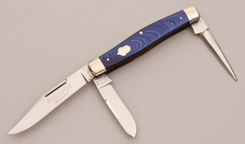 Remington Knives R3563 Cattle Knife with Blue Pyremite Handle Scales handle material - Obverse Side - Item #KLC12338