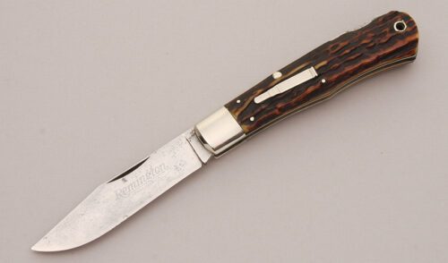 Remington Knives R1306 Bullet Lockback Folder with Stag Handle Scales handle material - Obverse Side - Item #KLC12340