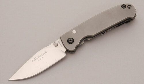 A.G. Russell Acies 2 Framelock with Titanium Frame handle material - Obverse Side - Item #KLC12343