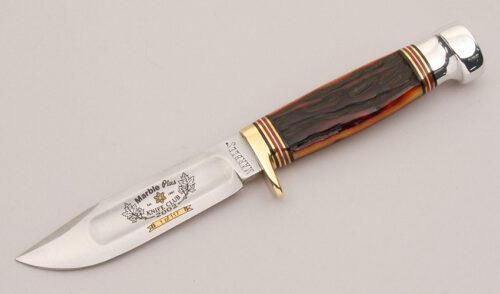 Marble's Knives 2002 Marble's Plus Club Knife with Honey Jigged Bone Handle handle material - Obverse Side - Item #KLC12355