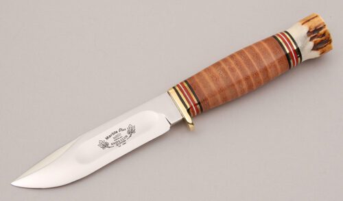 Marble's Knives Marble's Plus 2009 Club Knife with Stacked Leather Handle handle material - Obverse Side - Item #KLC12356