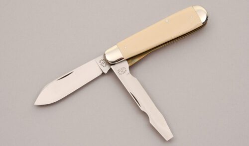 Marble's Knives Electrican's Knife with Ivory Micarta Scales handle material - Obverse Side - Item #KLC12357