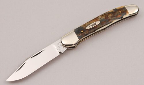 Marble's Knives Custom Copperhead Folder with Green & Blue Mammoth Ivory handle material - Obverse Side - Item #KLC12358