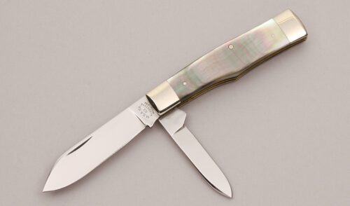 Marble's Knives Custom Gunstock Folder with Black Lip Pearl Scales handle material - Obverse Side - Item #KLC12359