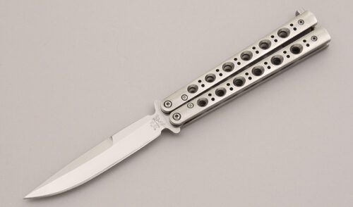 Benchmade Knives Model 62 Weehawk Bali-Song with Machined Stainless Handles handle material - Obverse Side - Item #KLC12360