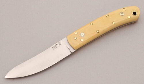 Bark River Knife & Tool Custom Semi-Skinner with Ivory Micarta Scales handle material - Obverse Side - Item #KLC12361