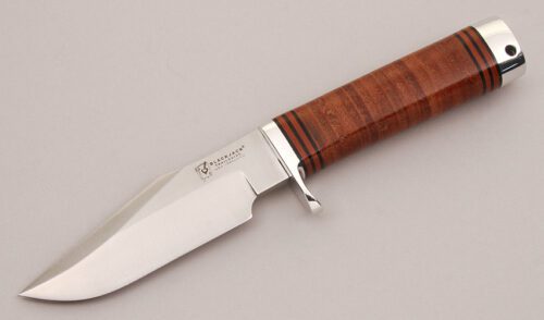 BlackJack Knives Trailguide with Stacked Leather Handle handle material - Obverse Side - Item #KLC12362