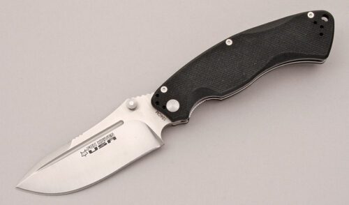 Fox Knives USA Olympian Linerlock Folder with Black G-10 Scales handle material - Obverse Side - Item #KLC12365