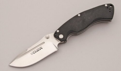 Fox Knives USA Olympian Linerlock Folder with Black G-10 Scales handle material - Obverse Side - Item #KLC12368