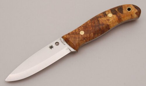 Spyderco Knives Bushcraft with Spalted Maple Burl Scales handle material - Obverse Side - Item #KLC12380